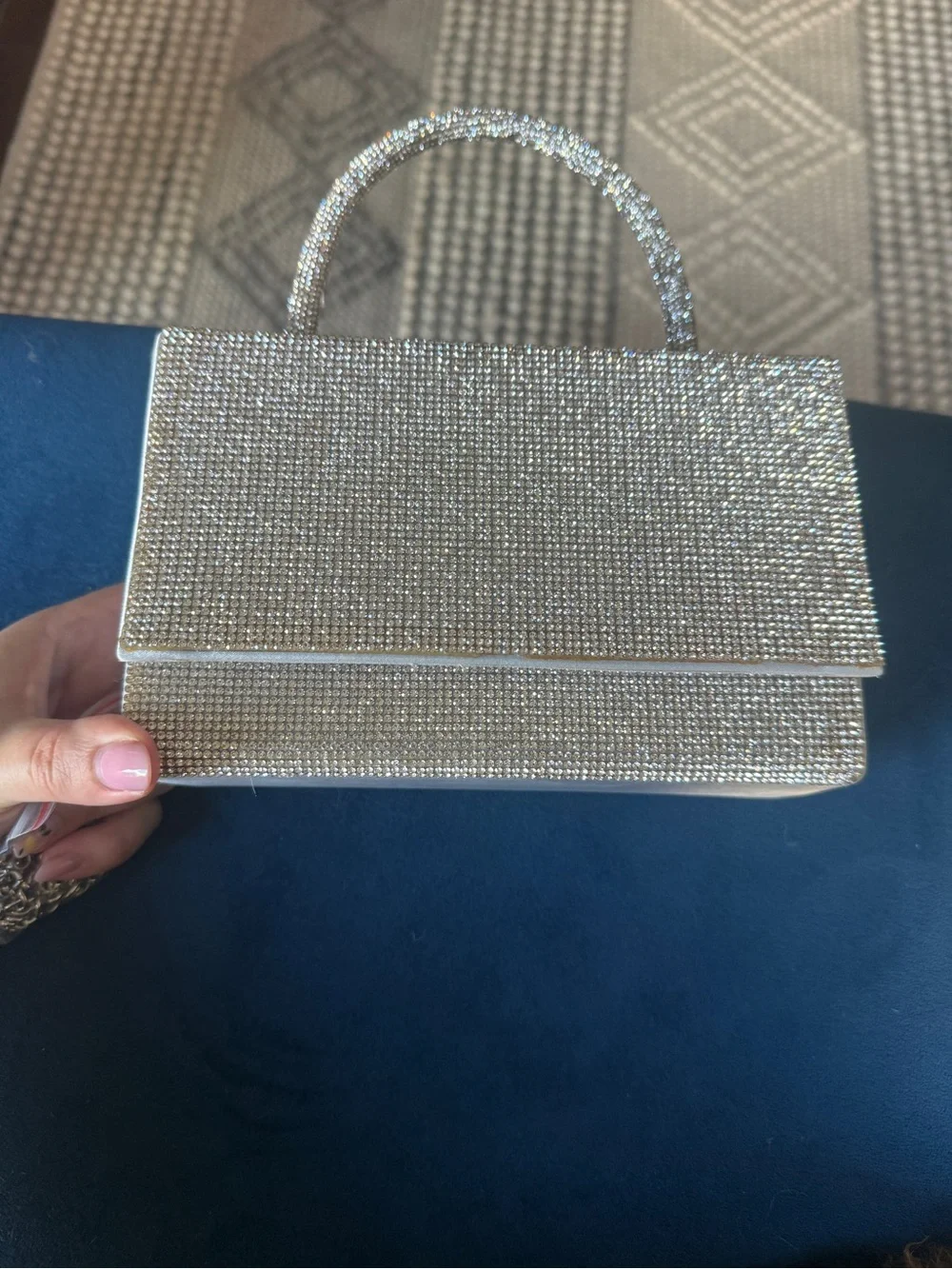Silver Crystal Evening Top-Handle Bag